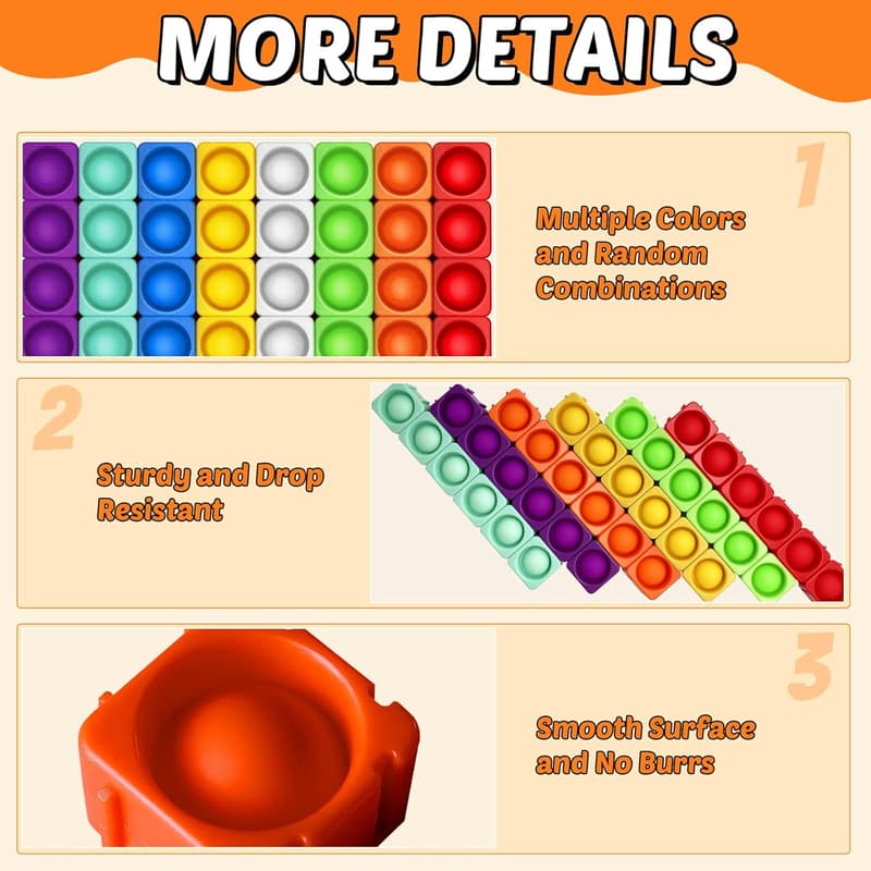 Premium Silicone Pop Fidget Blocks for Kids - 16PCS Educational Toy