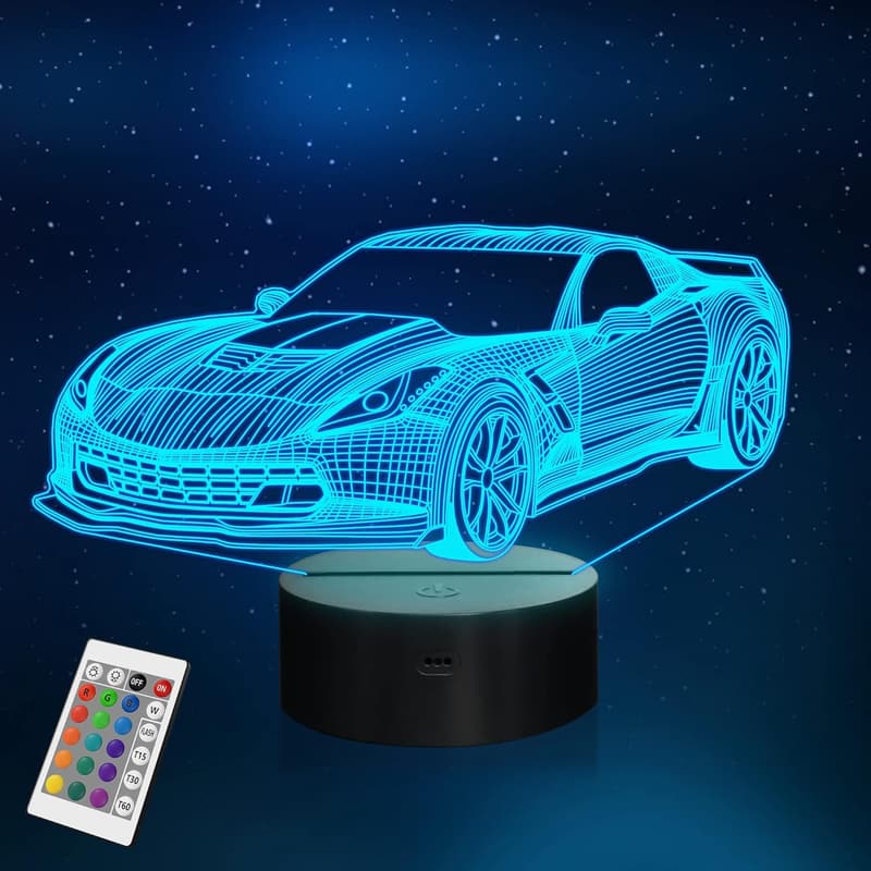 3D LED Racing Car Illusion Lamp - Creative Gift for Boys & Lovers