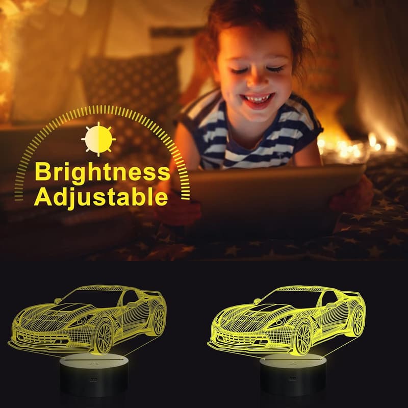 3D LED Racing Car Illusion Lamp - Creative Gift for Boys & Lovers