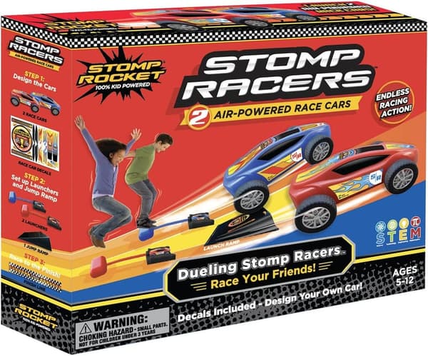 Air-Powered Stomp Racers Toy Cars - 2-Pack Outdoor Fun