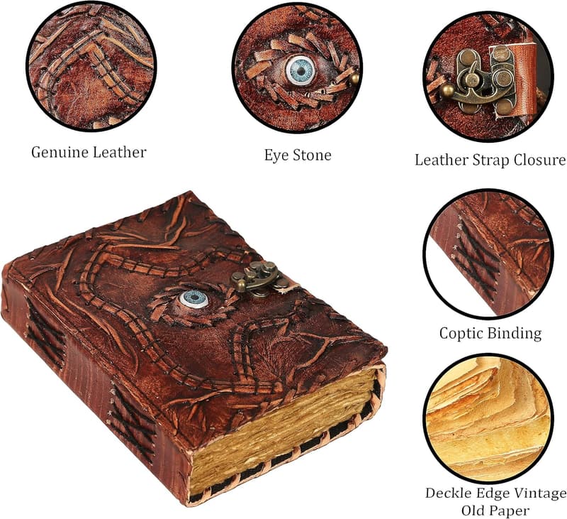 Hocus Pocus Leather Journal - Spell Book Prop for Halloween