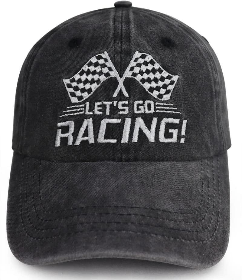 Racing Cap for Men and Women, Adjustable Cotton with Embroidery