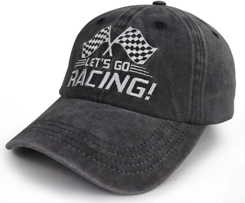 Racing Cap for Men and Women, Adjustable Cotton with Embroidery