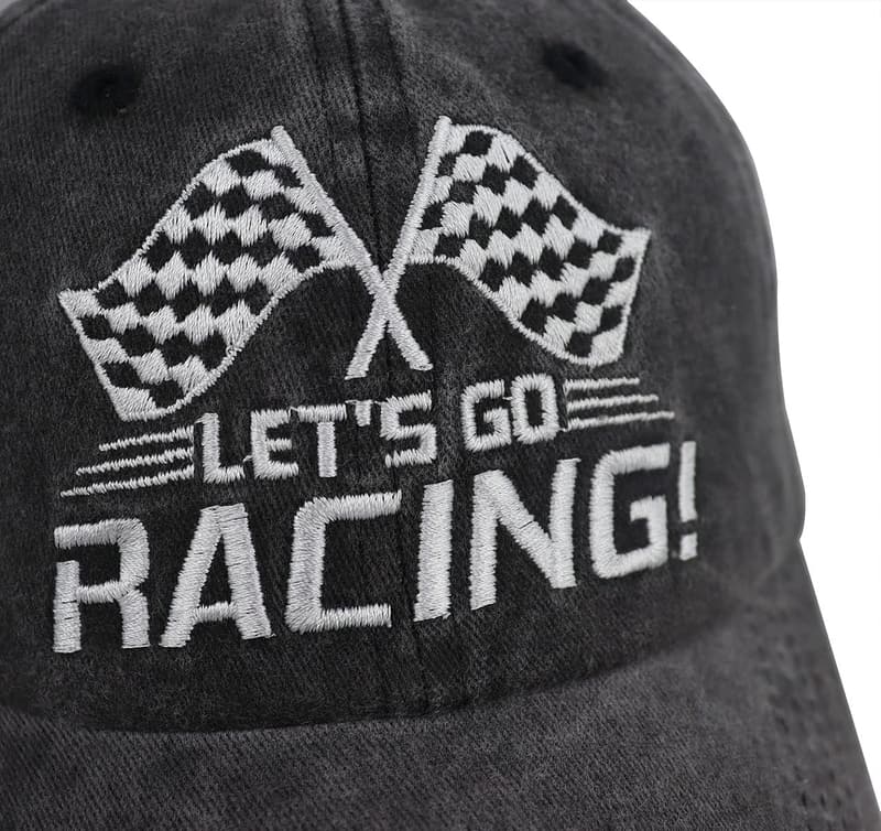 Racing Cap for Men and Women, Adjustable Cotton with Embroidery