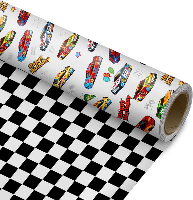 Race Car Reversible Wrapping Paper Roll - 17.5in x 33ft