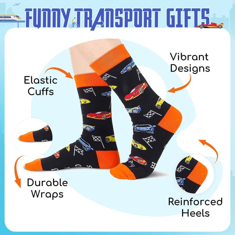 Motorcycle & Airplane Socks for Adults - Fun Transportation Gifts