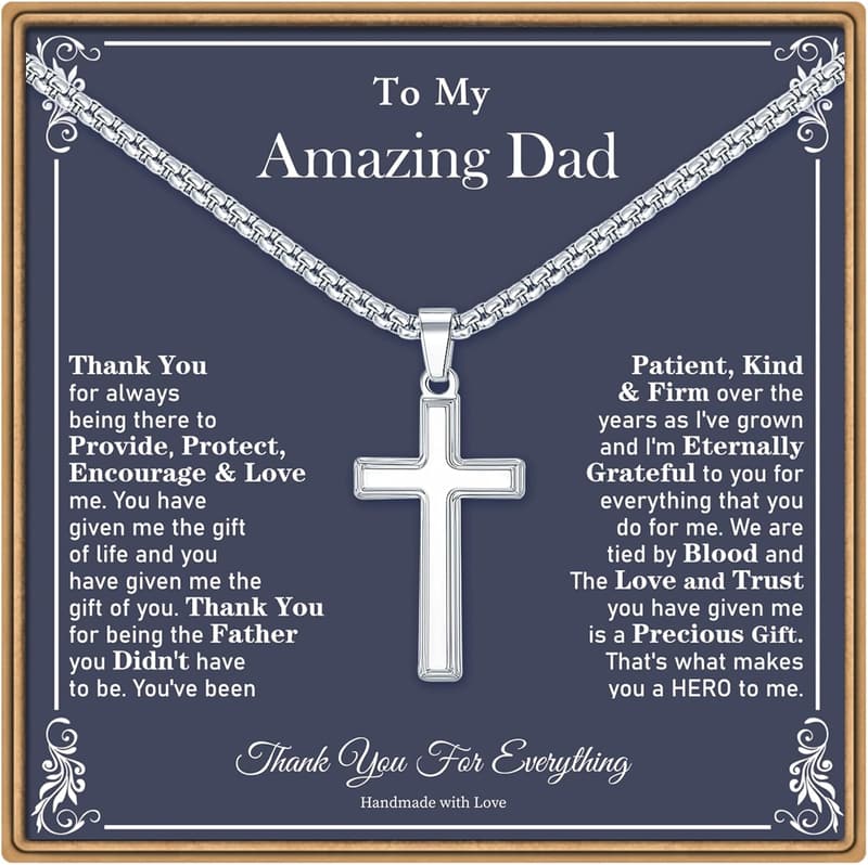 Cross Necklace for Men - Stainless Steel Black/Gold/Silver