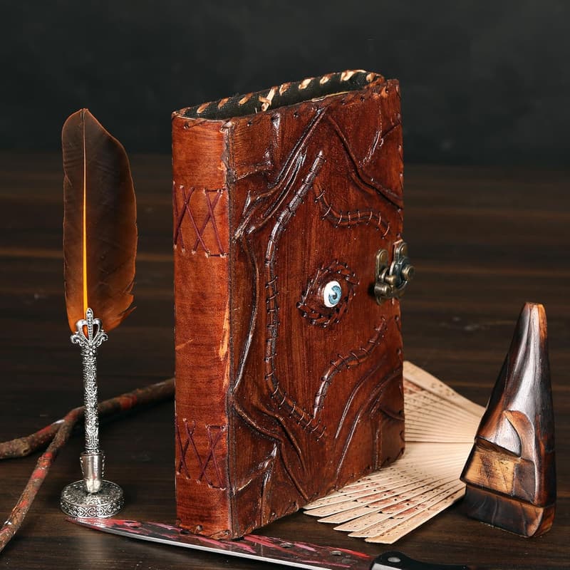 Hocus Pocus Leather Spell Book Journal for Halloween Decor