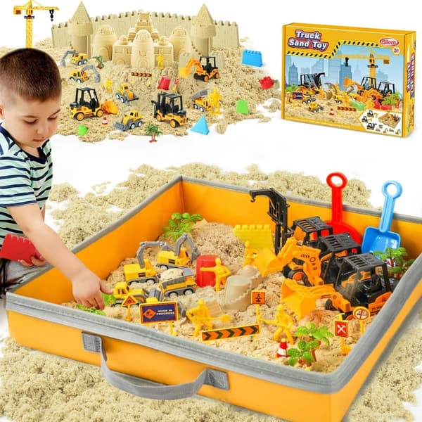 Kids' 36-Pc Sand Construction Kit with Foldable Sandbox & Magic Sand