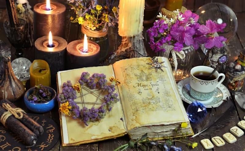Hocus Pocus Vintage Leather Spell Book Journal with Lock