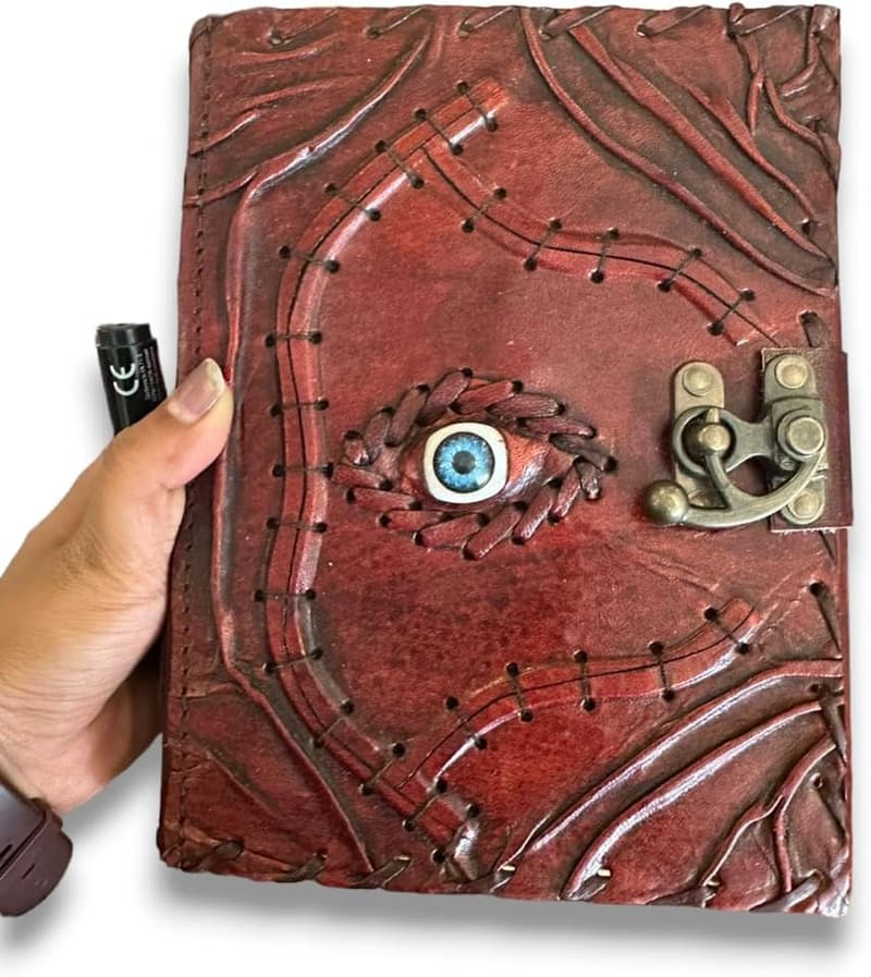 Hocus Pocus Vintage Leather Spell Book Journal with Lock