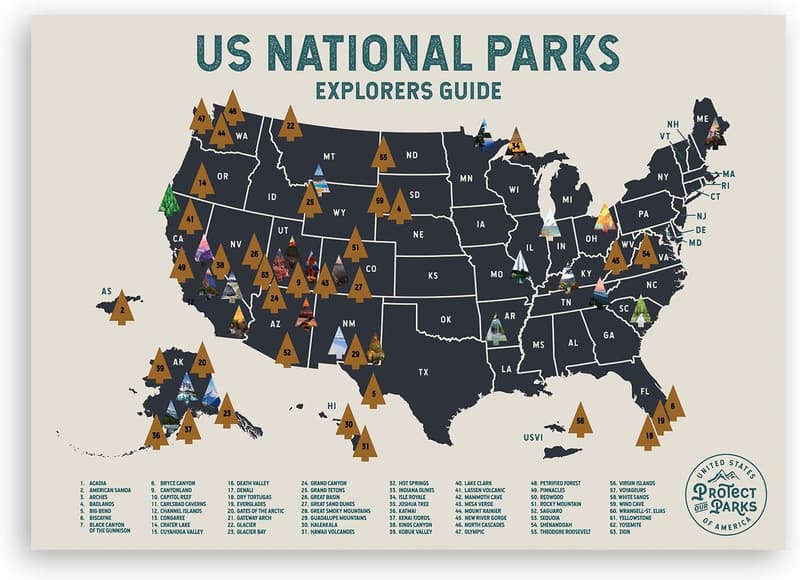 US National Parks Scratch-Off Travel Poster - 24