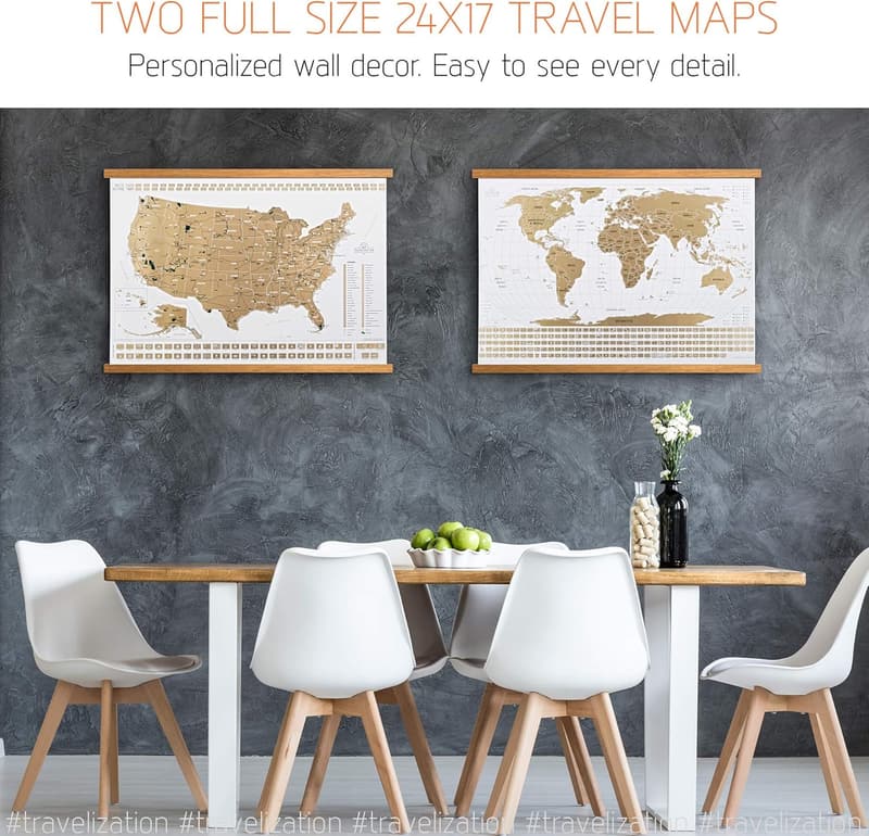 Scratch Off Travel Map - World & US National Parks, 24x17