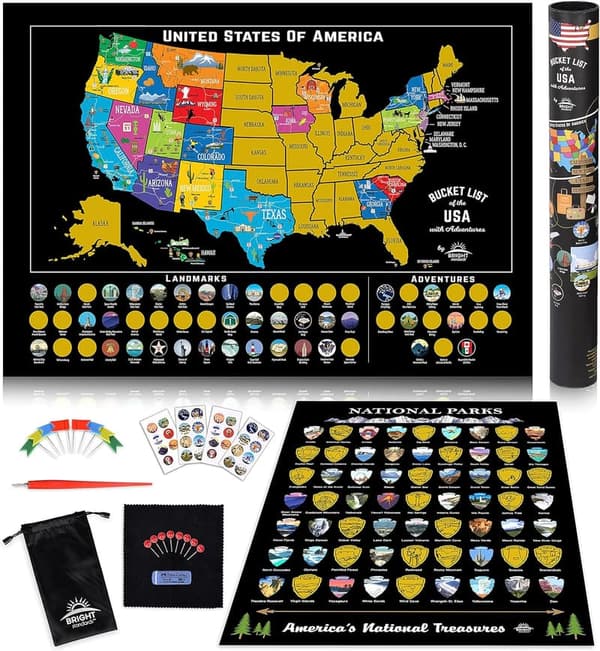 Scratch Off Map Kit of USA & National Parks - Travel Journal Gifts