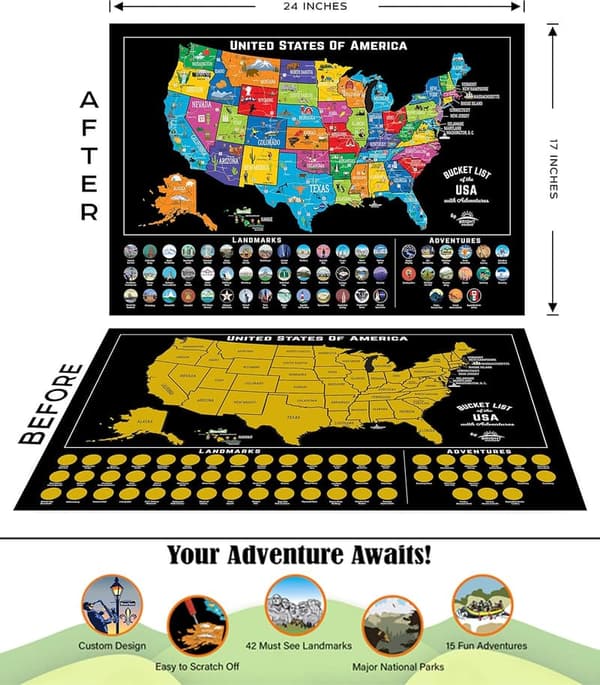 Scratch Off Map Kit of USA & National Parks - Travel Journal Gifts