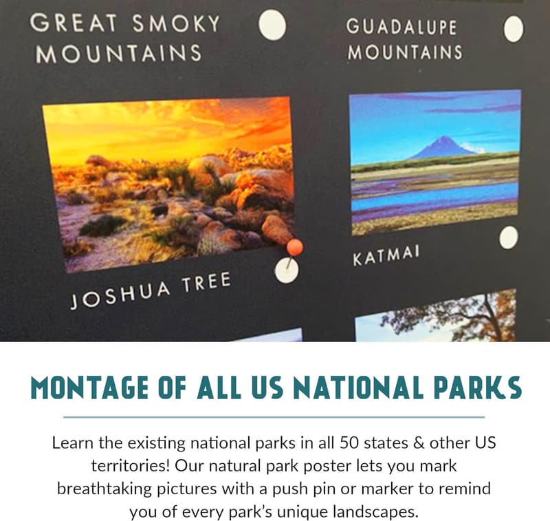 USA National Park Pushpin Map Poster - Perfect Gift for Dad