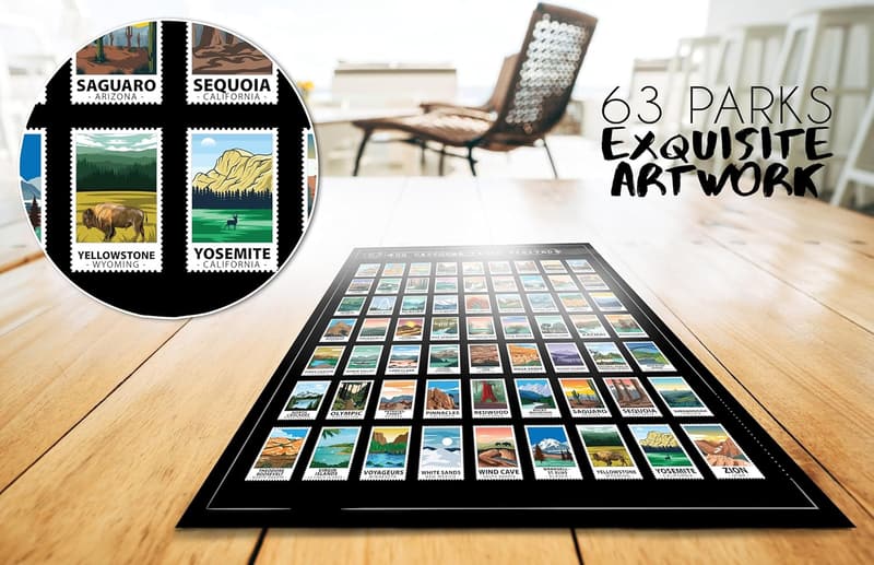63 National Parks Scratch-Off Poster – Travel Adventure Checklist