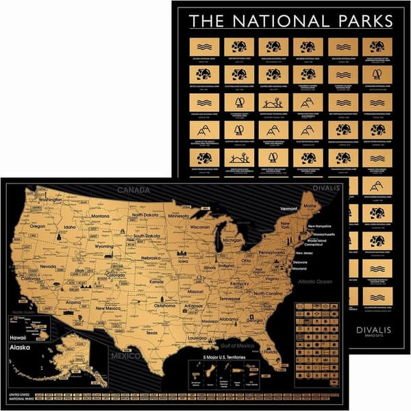 Scratch-Off US Map & National Parks Poster Gift Set