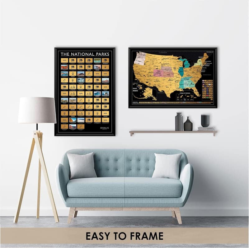Scratch-Off US Map & National Parks Poster Gift Set
