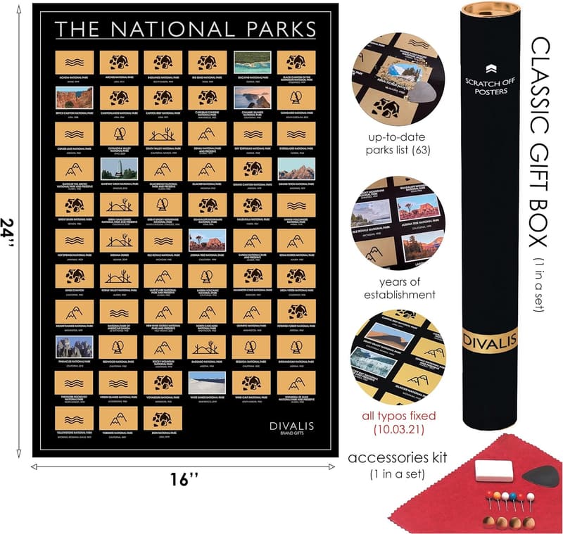 Scratch-Off US Map & National Parks Poster Gift Set