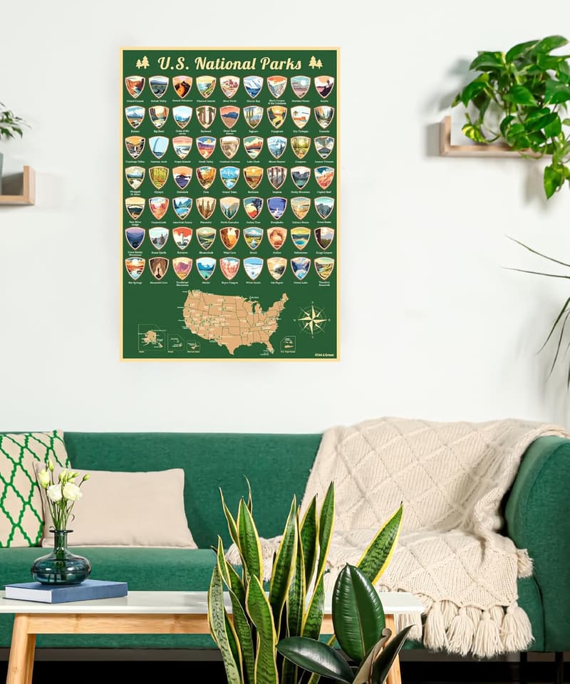 US National Parks Scratch Off Map - Travel Poster with Gift Tube