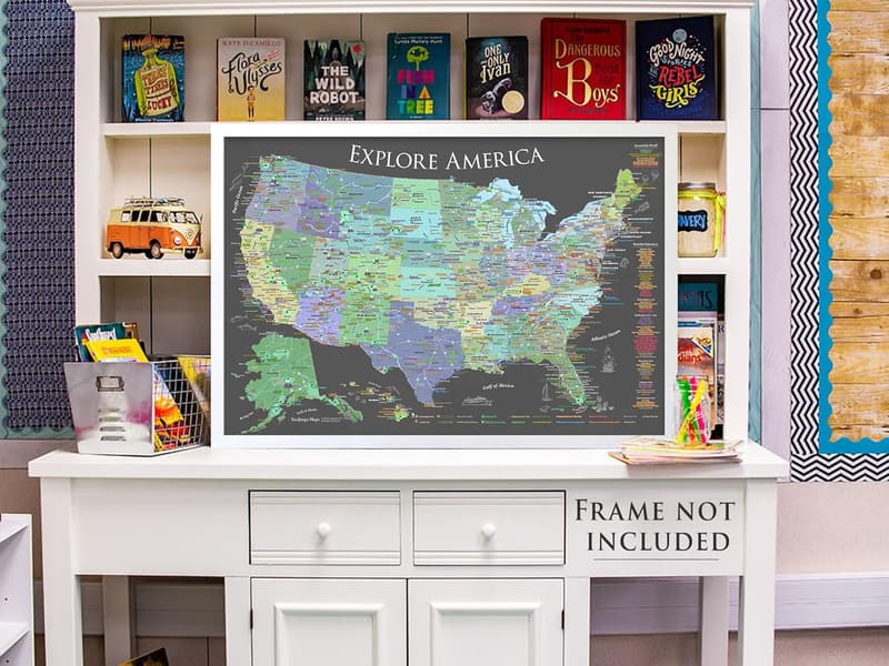 Slate Edition National Parks Map Poster - USA Travel Destinations