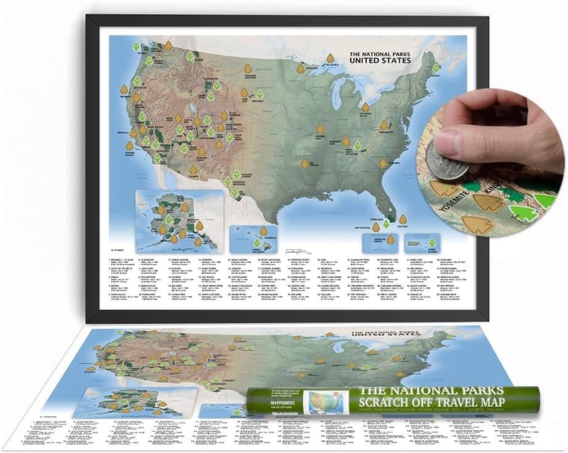Scratch Off Travel Map for National Parks Adventure