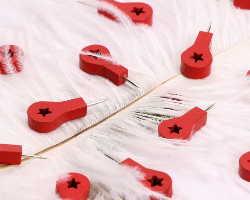 Decorative Wood Push Pins for Art & Photos - 40 PCS Red Stars