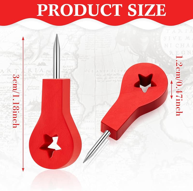 80 Wood Push Pins for Travel Maps and Art Displays