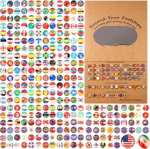 Creative World Map Flag Push Pins - 289 Pcs Thumb Tacks