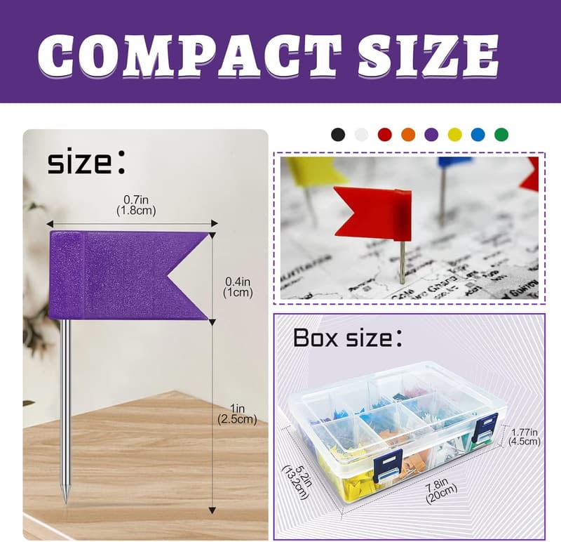 Multicolored Travel Map Push Pins - 400 Pack, Assorted Colors