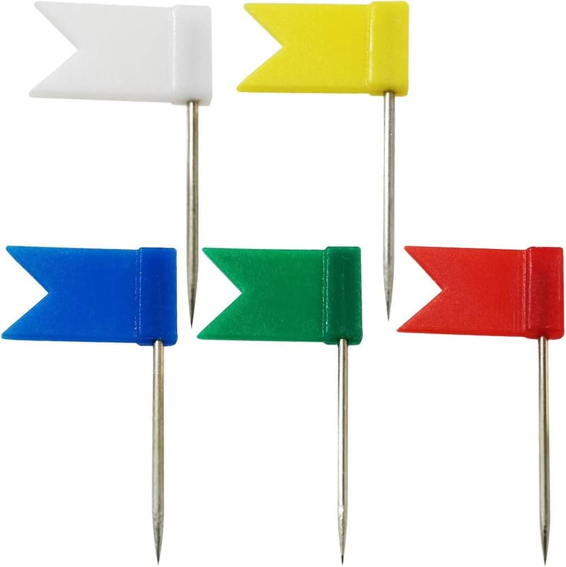 Multi-Color Travel Map Push Pins - 60 Pieces