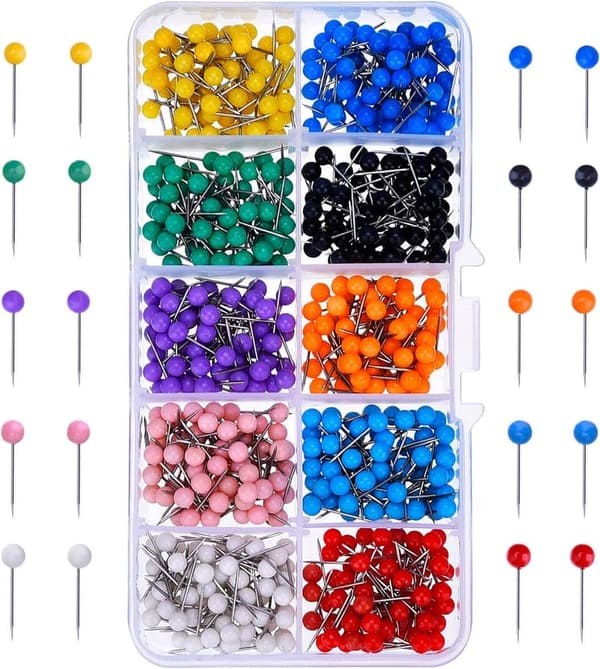 Multicolor Map Push Pins with Steel Points – 500 Pieces