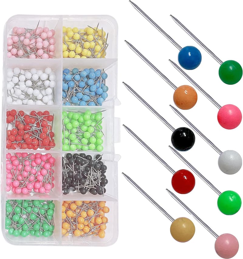 Travel Map Push Pins - 500 Colorful Tacks in Reconfigurable Container