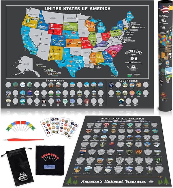 Scratch Off Map of the USA with National Parks & Landmarks