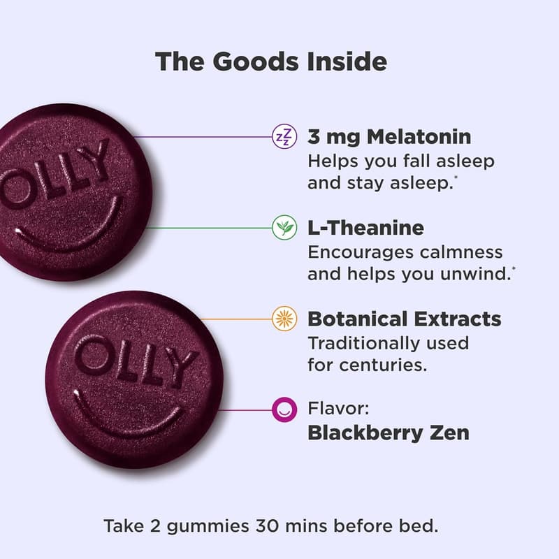 Sleep Gummies with 3 mg Melatonin & L-Theanine, 60 Count