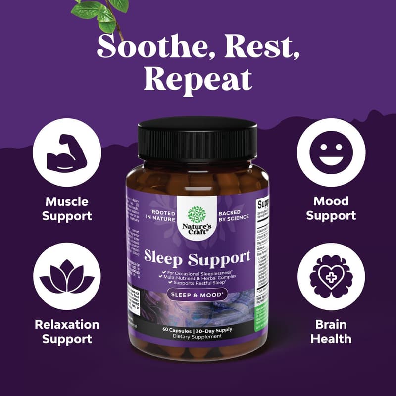 Natural Sleep Aid - Non-Addictive Magnesium & Herbal Formula