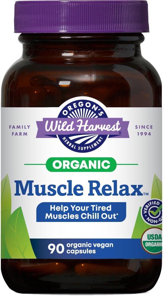 Organic Muscle Relax Herbal Supplement Capsules with Valerian