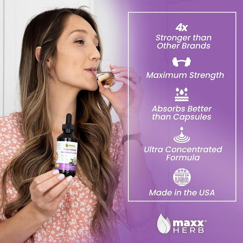 Max Strength Passion Flower Extract for Stress Relief - 4 Bottles