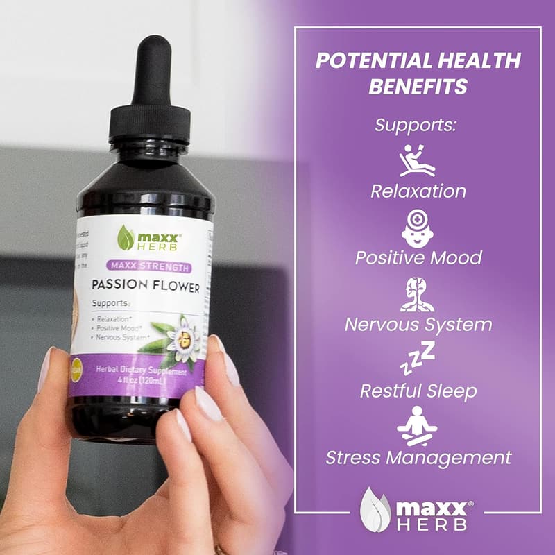 Max Strength Passion Flower Extract for Stress Relief - 4 Bottles