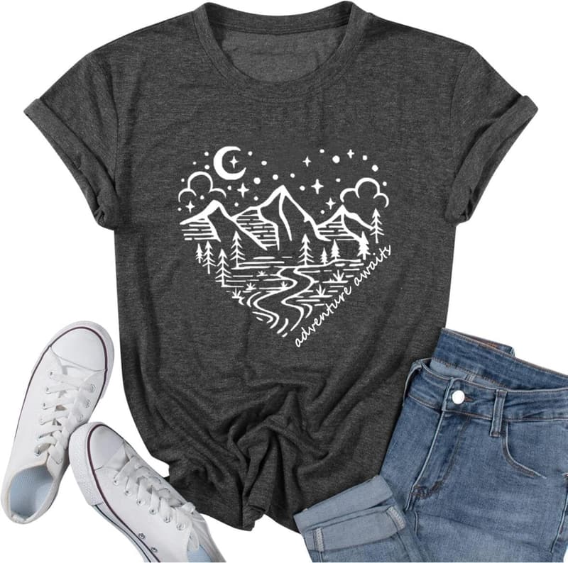 Adventure Begins Graphic Tee for Women - Nature-Inspired Design