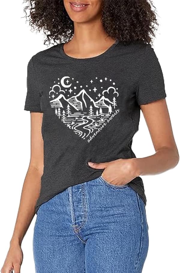 Adventure Begins Graphic Tee for Women - Nature-Inspired Design