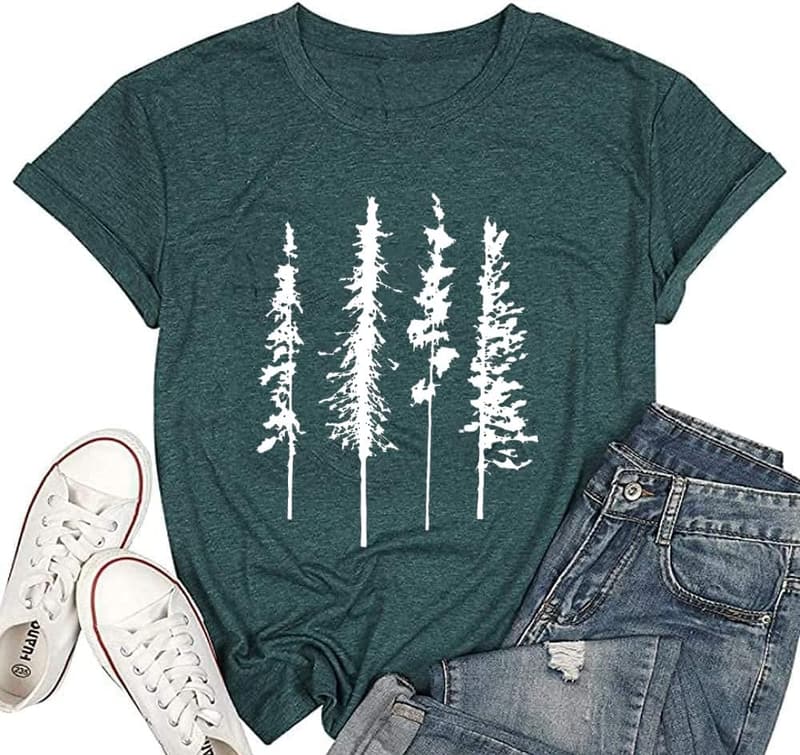 Summer Hiking Pine Tree T-Shirt for Women - Comfy Athletic Tee