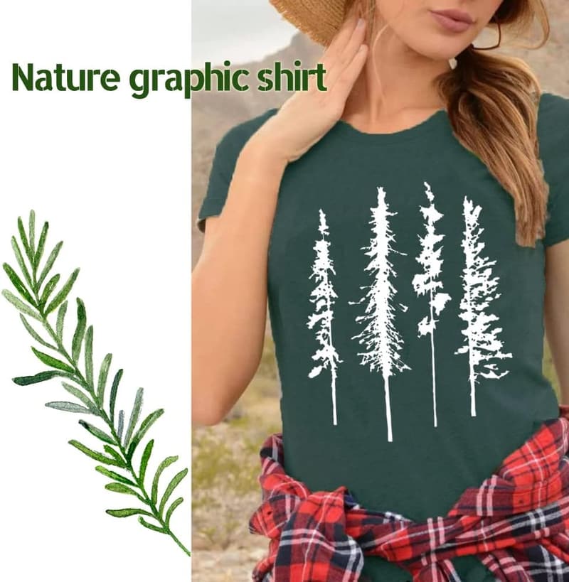 Summer Hiking Pine Tree T-Shirt for Women - Comfy Athletic Tee