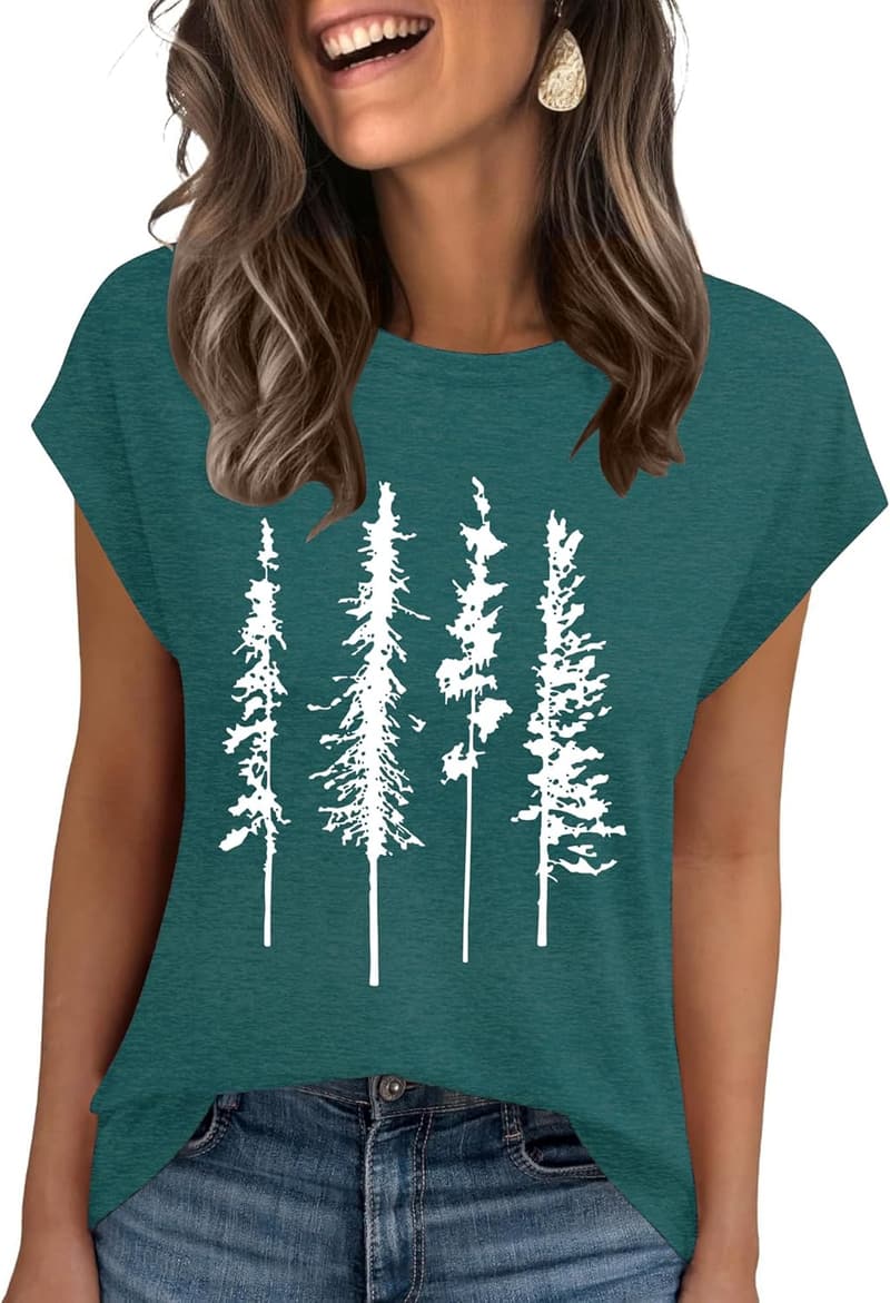 Vintage Flower Print Animal Graphic Tee for Women