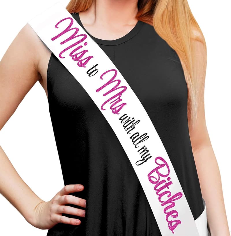 Naughty Bachelorette White Sash - Party Favor for Brides-to-Be