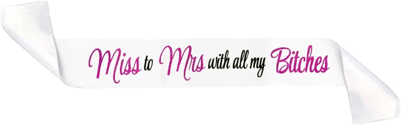 Naughty Bachelorette White Sash - Party Favor for Brides-to-Be