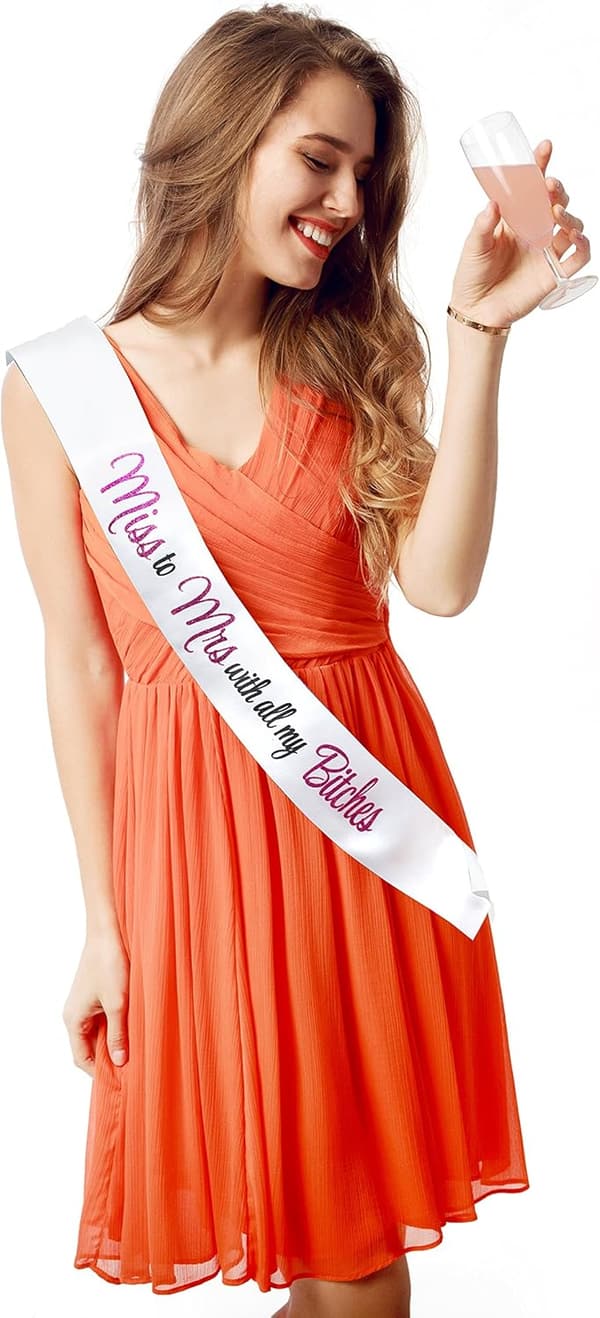 Naughty Bachelorette White Sash - Party Favor for Brides-to-Be