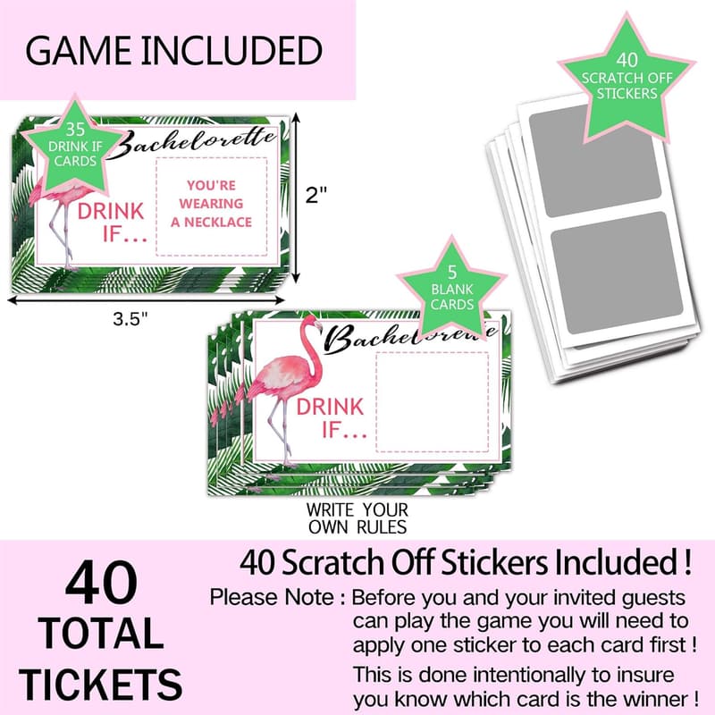 Bachelorette Party Scratch-Off Drinking Games - 40 Sheets