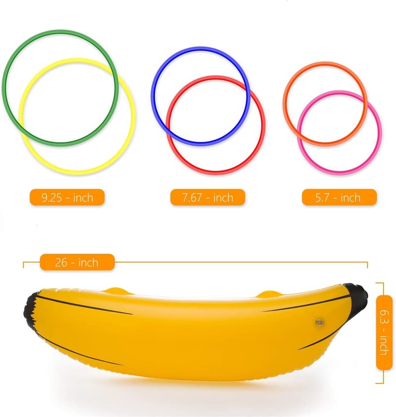 Bachelorette Party Inflatable Banana Ring Toss Game (2 Bananas, 6 Rings)
